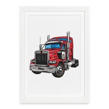 Red Truck Illustration - Framed poster (27 × 37 cm) - white - Front