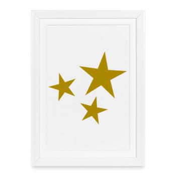 ETOILE. ETOILES. STAR. FÊTE. ANNIVERSAIRE. NOËL - Affiche encadrée (27 × 37 cm) - blanc - Devant