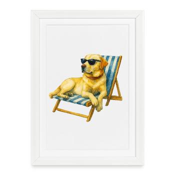 Labrador Dog Summer Chill Gift Idea - Framed poster (27 × 37 cm) - white - Front