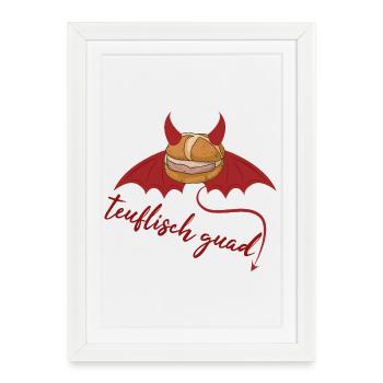 Devilishly cool Bavarian Leberkäs design - Framed poster (27 × 37 cm) - white - Front