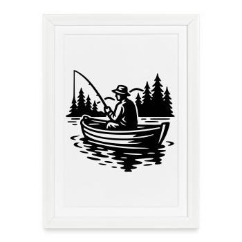 Pêche - Affiche encadrée (27 × 37 cm) - blanc - Devant