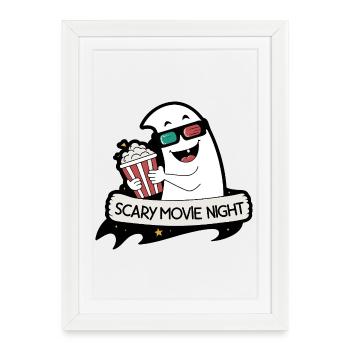 Nuit Horreur Popcorn Cartoon - Affiche encadrée (27 × 37 cm) - blanc - Devant