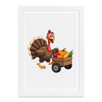 Thanksgiving Drôle Dinde de Thanksgiving - Affiche encadrée (27 × 37 cm) - blanc - Devant