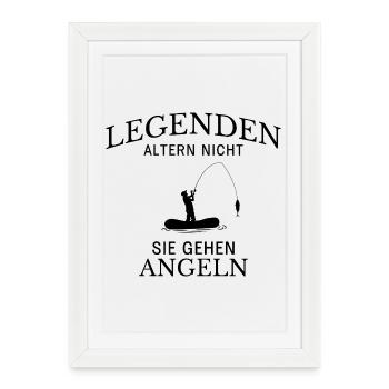 Legends Go Fishing Saying - Framed poster (27 × 37 cm) - white - Front