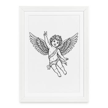 Ange de la Paix Joyeuse avec Signe de la Paix - Affiche encadrée (27 × 37 cm) - blanc - Devant