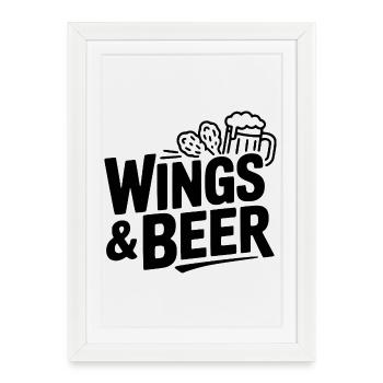 Ailes et bière - Affiche encadrée (27 × 37 cm) - blanc - Devant