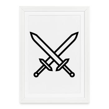 Crossed Swords Medieval Combat - Framed poster (27 × 37 cm) - white - Front