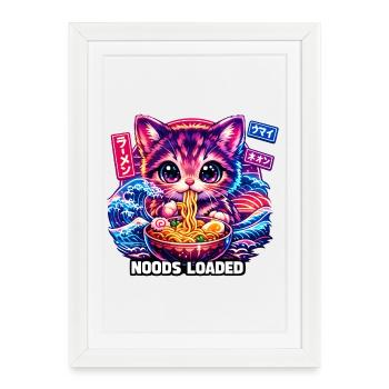 Neon Cat Ramen Noods - Framed poster (27 × 37 cm) - white - Front