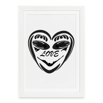 Heart Hand Silhouette Vintage - Affiche encadrée (27 × 37 cm) - blanc - Devant