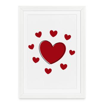 rotes Herz rot Geschenk Valentinstag - Gerahmtes Poster (27 × 37 cm) - Weiß - Vorne