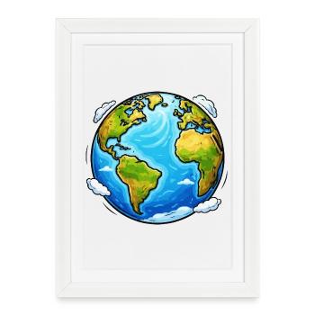 Earth Planet - Framed poster (27 × 37 cm) - white - Front