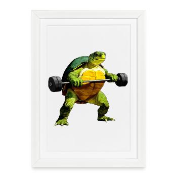 Tortue sportive de fitness - Affiche encadrée (27 × 37 cm) - blanc - Devant