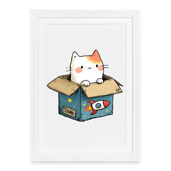Cat's Throw Space - Framed poster (27 × 37 cm) - white - Front