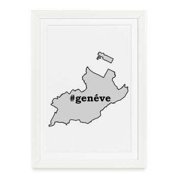GE Genève / Geneva - Affiche encadrée (27 × 37 cm) - blanc - Devant