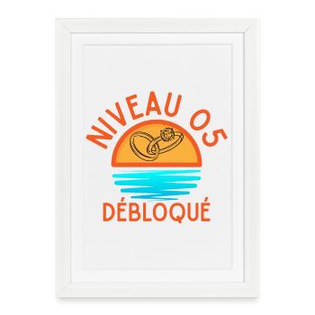 Niveau 05 Débloqué, design joyeux et lumineux - Affiche encadrée (27 × 37 cm) - blanc - Devant