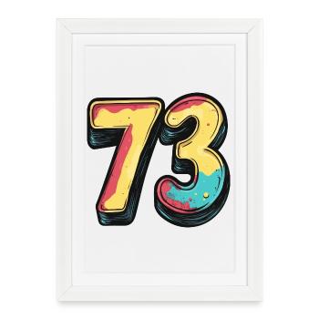 73 Nombre Coloré - Affiche encadrée (27 × 37 cm) - blanc - Devant