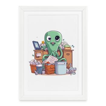 Alien Office Hero Recycling Chaos - Framed poster (27 × 37 cm) - white - Front