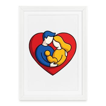 Câlin de famille réconfortant - Affiche encadrée (27 × 37 cm) - blanc - Devant