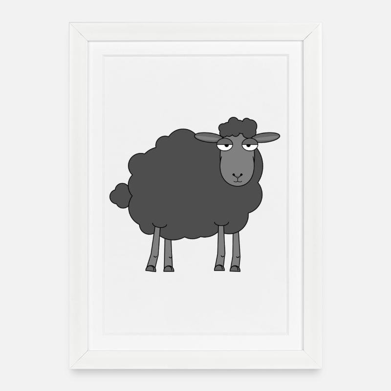Baaaa-d bis zum Knochen | Illustration des Schwarzen Schafs - Gerahmtes Poster (27 × 37 cm) - Weiß