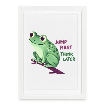 Frog with Quote - Framed poster (27 × 37 cm) - white - Front