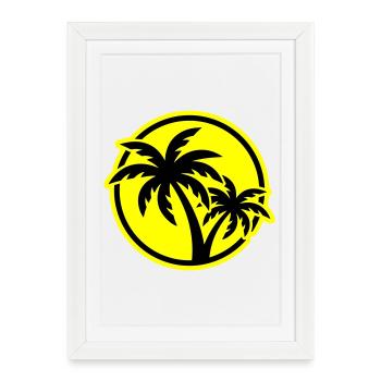 Plage symbole de Palm Tree - Affiche encadrée (27 × 37 cm) - blanc - Devant