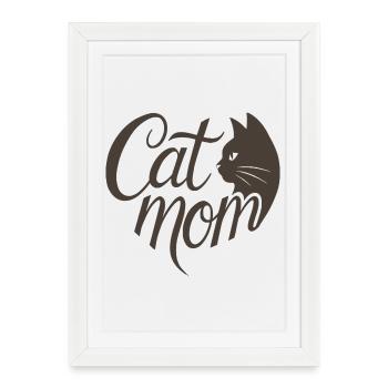 Cat Mom, Katzmama Heart Typography - Framed poster (27 × 37 cm) - white - Front