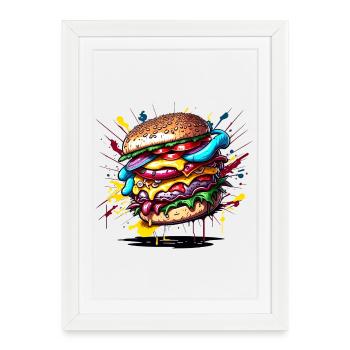 Burgers - Hamburgers - Restauration rapide - Affiche encadrée (27 × 37 cm) - blanc - Devant