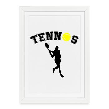 Tennis Ball Night Silhouette - Framed poster (27 × 37 cm) - white - Front