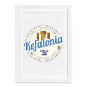Île de Céphalonie en Grèce Souvenir Vintage - Affiche encadrée (27 × 37 cm) - blanc - Devant