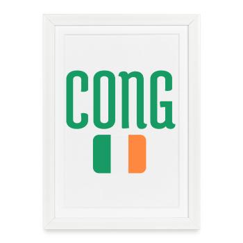 Typographie du drapeau irlandais des Cong - Affiche encadrée (27 × 37 cm) - blanc - Devant
