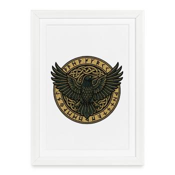 Runeraven in the Sun Circle - Framed poster (27 × 37 cm) - white - Front
