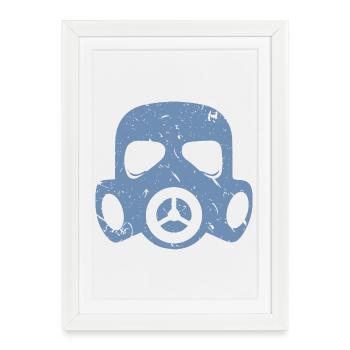 Masque à gaz grunge Particules nucléaires radioactives - Affiche encadrée (27 × 37 cm) - blanc - Devant