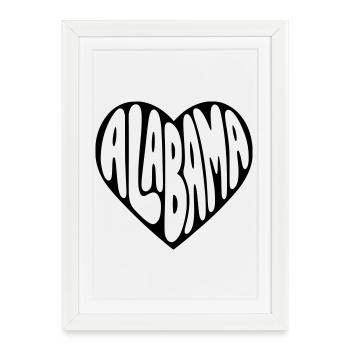 Alabama USA Heart Bubbly Typo - Framed poster (27 × 37 cm) - white - Front