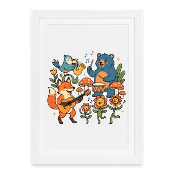 Festival du printemps Fête d’été Célébrer les animaux dans la forêt - Affiche encadrée (27 × 37 cm) - blanc - Devant