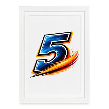 Number 5 Football Shirt Team Player Sport - Framed poster (27 × 37 cm) - white - Front