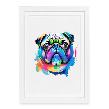 ug Dog Face Colorful Watercolor Art - Framed poster (27 × 37 cm) - white - Front