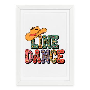 Chapeau de cowboy rétro de danse en ligne - Affiche encadrée (27 × 37 cm) - blanc - Devant