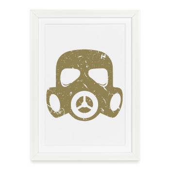 Masque à gaz grunge Particules nucléaires radioactives - Affiche encadrée (27 × 37 cm) - blanc - Devant