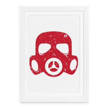 Masque à gaz grunge Particules nucléaires radioactives - Affiche encadrée (27 × 37 cm) - blanc - Devant