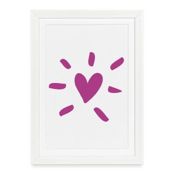 Heart Comic Bourgogne Amour Amour Rayons de mariage - Affiche encadrée (27 × 37 cm) - blanc - Devant