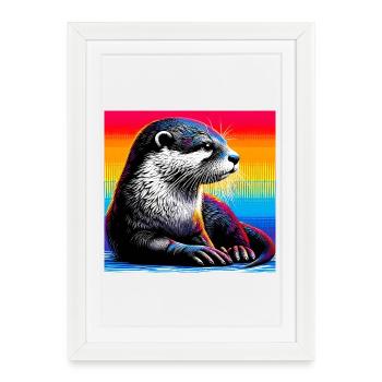 loutre - Affiche encadrée (27 × 37 cm) - blanc - Devant