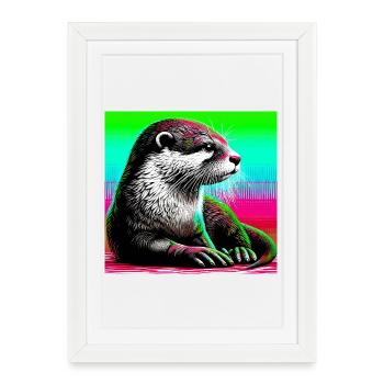 loutre - Affiche encadrée (27 × 37 cm) - blanc - Devant
