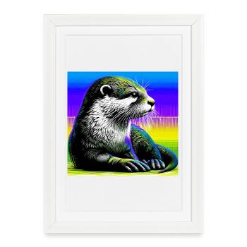 loutre - Affiche encadrée (27 × 37 cm) - blanc - Devant