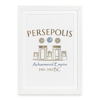 Iran, ruines perses de Persépolis, dessin - Affiche encadrée (27 × 37 cm) - blanc - Devant
