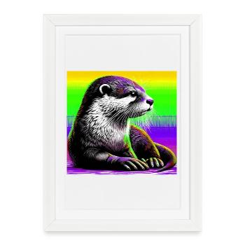 loutre - Affiche encadrée (27 × 37 cm) - blanc - Devant