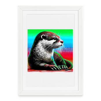 loutre - Affiche encadrée (27 × 37 cm) - blanc - Devant