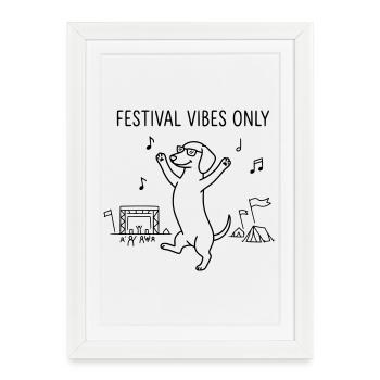 Ambiance de festival Festes de la fête de chiens teckels Célébrations Camping - Affiche encadrée (27 × 37 cm) - blanc - Devant