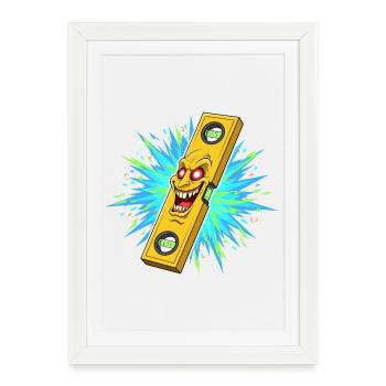 Furious level tool with explosion - Framed poster (27 × 37 cm) - white - Front