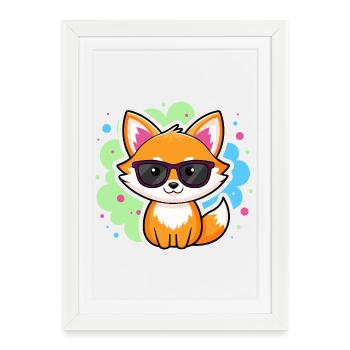 Fox Pop Glasses - Framed poster (27 × 37 cm) - white - Front