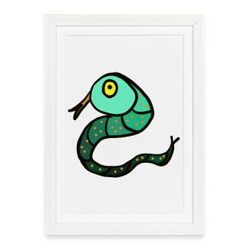 Enfants Serpent Reptile - Affiche encadrée (27 × 37 cm) - blanc - Devant